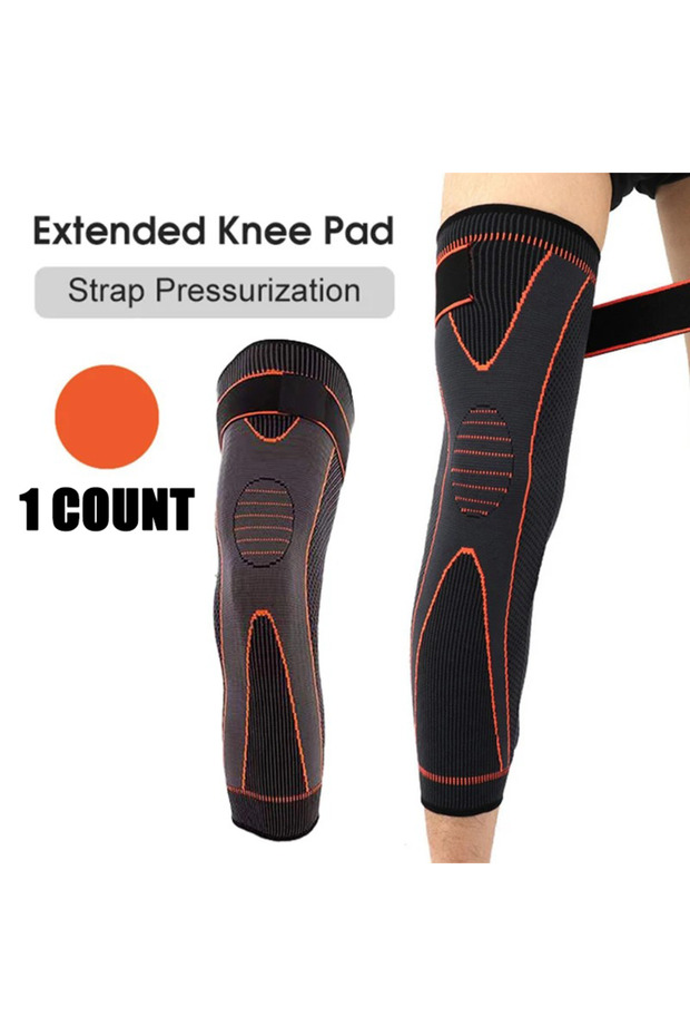 Orange 1/2 Pcs Compression Knee Pads Support Lengthen Stripe Sport Sleeve Arthritis Joint Pain Prote