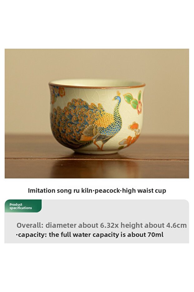 <200ml 70ml Traditional Ru Ware Ceramic Teacup Crackle Glaze Nurturing Gongfu Tea Cup Individual Han