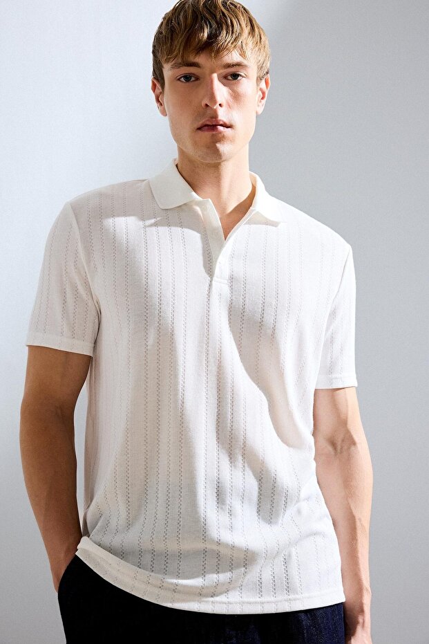 Regular Fit Short Sleeve Ecru Polo T-Shirt H5198Ax26Au
