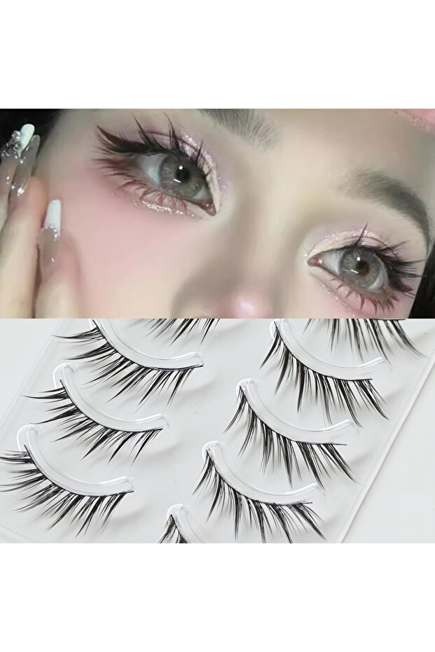 MIX QLHX 5 Pairs Cat/Fox Eye Effect Lash 11-13mm 3D Wispy Natural Looking False Eyelashes Soft Cat E