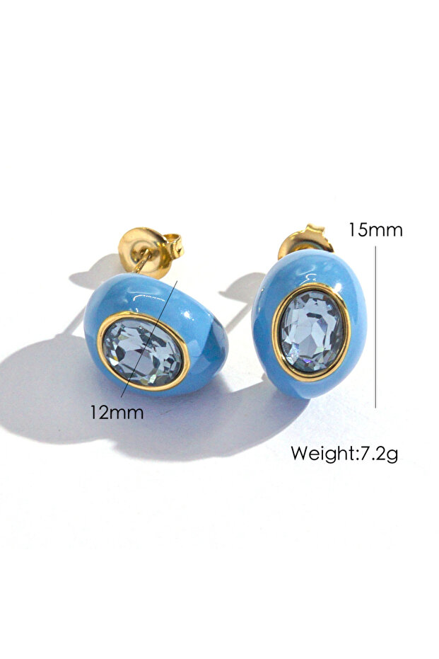 sky blue Stainless Steel Gold Plated Colorful Gold Plated Oil Drop Waterdrop Hoop Hypoallergenic Wom
