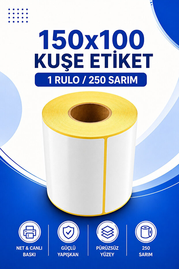 150X100Mm Artistic Label | 1 Roll | 250 Sarım | Shiny Surface | Cargo, Logistics, Warehouse | Thermal Transfer