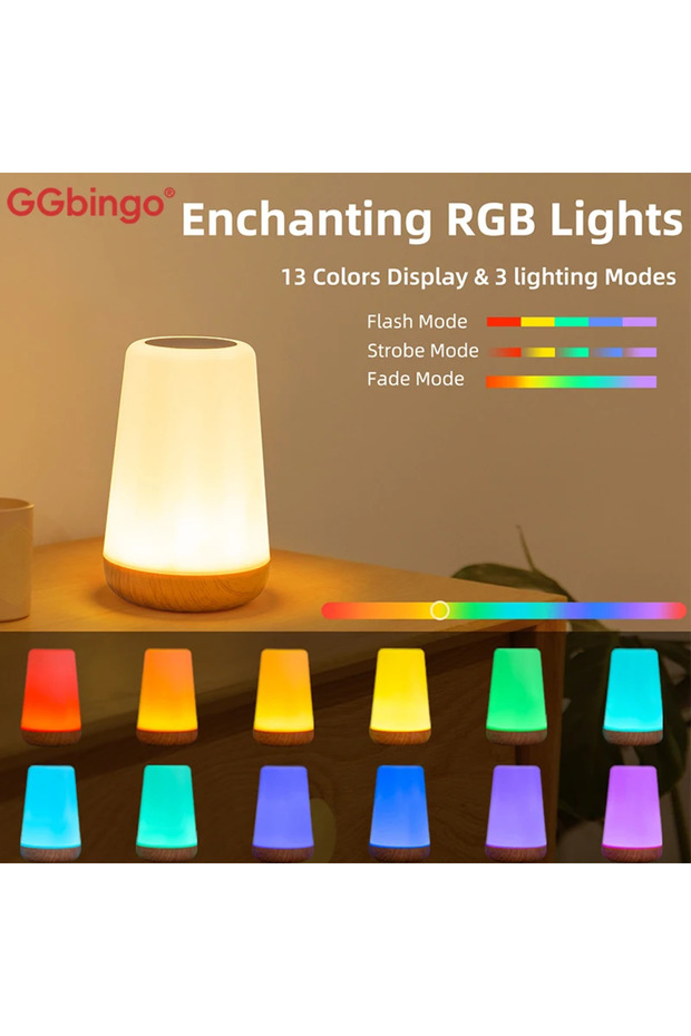 RGB Remote Control GGbingo 13Color RGB Night Light Table Lamp Dimmable Bedside Lamp Remote USB Recha