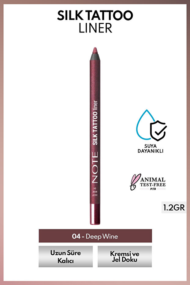 Silk Tattoo Liner Waterproof Silky Gel Eyeliner - 04 Deep Wine - Burgundy (Matte)
