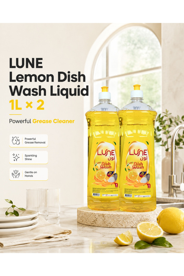 Lemon Dish Wash Liquid Combo Pack 1L x 2 | Powerful Grease Cleaner