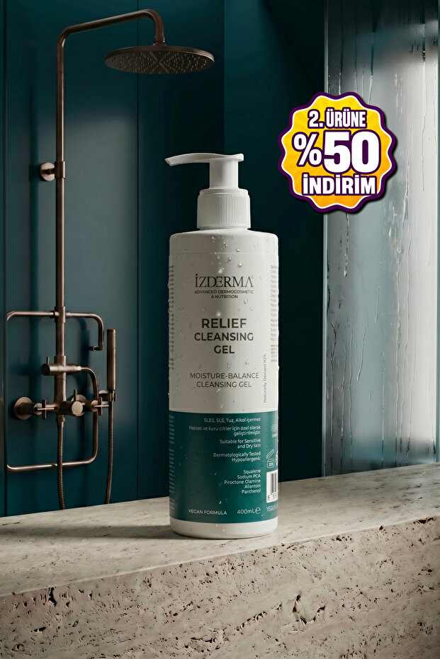 Relief Face and Body Cleansing Gel for Sensitive and Dry Skin 400 ml Sls Sles Salt-Free Vegan