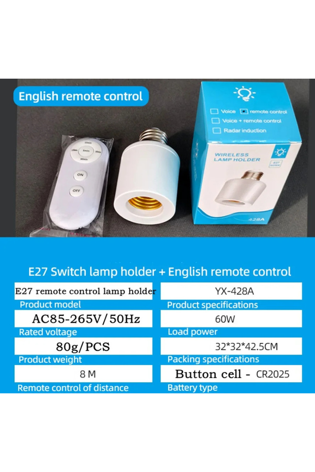 e27 E27 60W Wireless Remote Control Smart Timer Switch Lamp Holder 110V 220V House Multi Light Switc