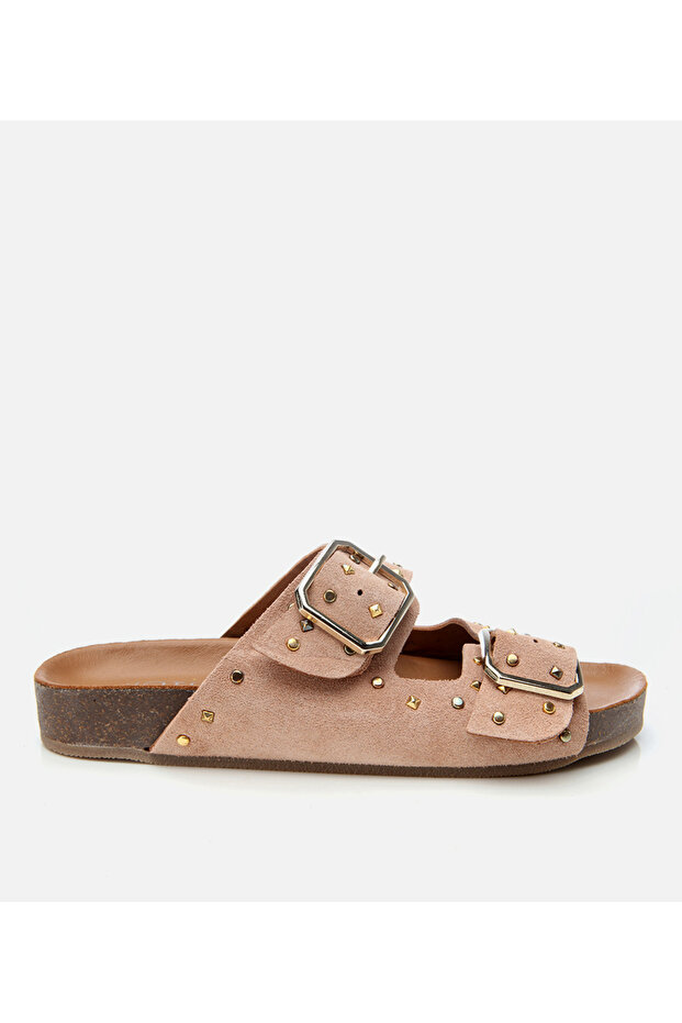Women's Suede Leather Powder Stone Slippers