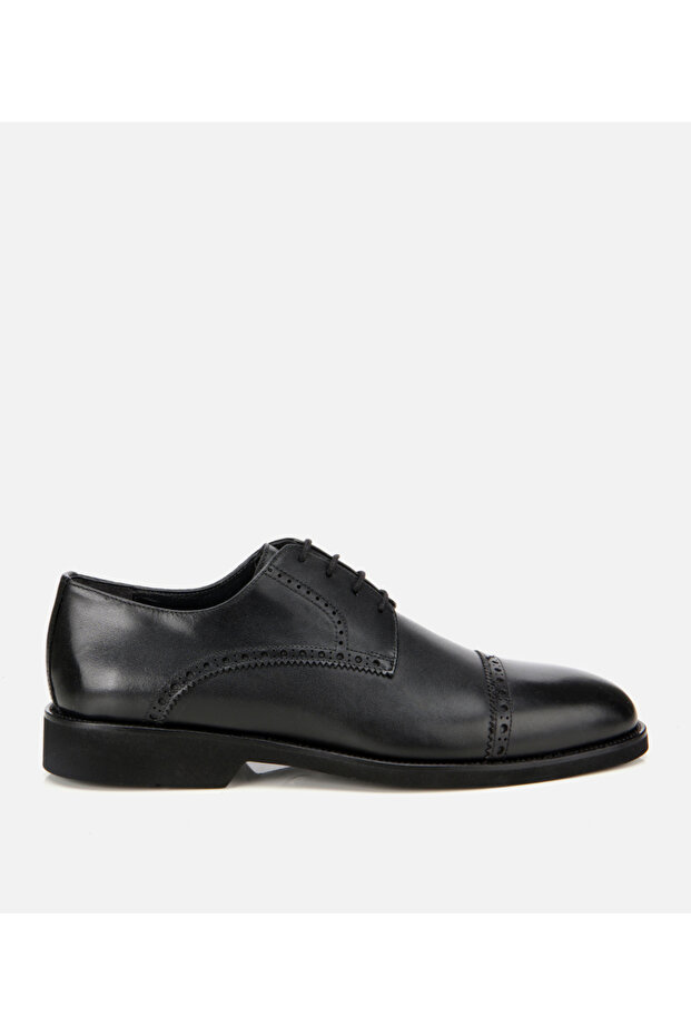 Men's Leather Black Embroidered Classic Shoes