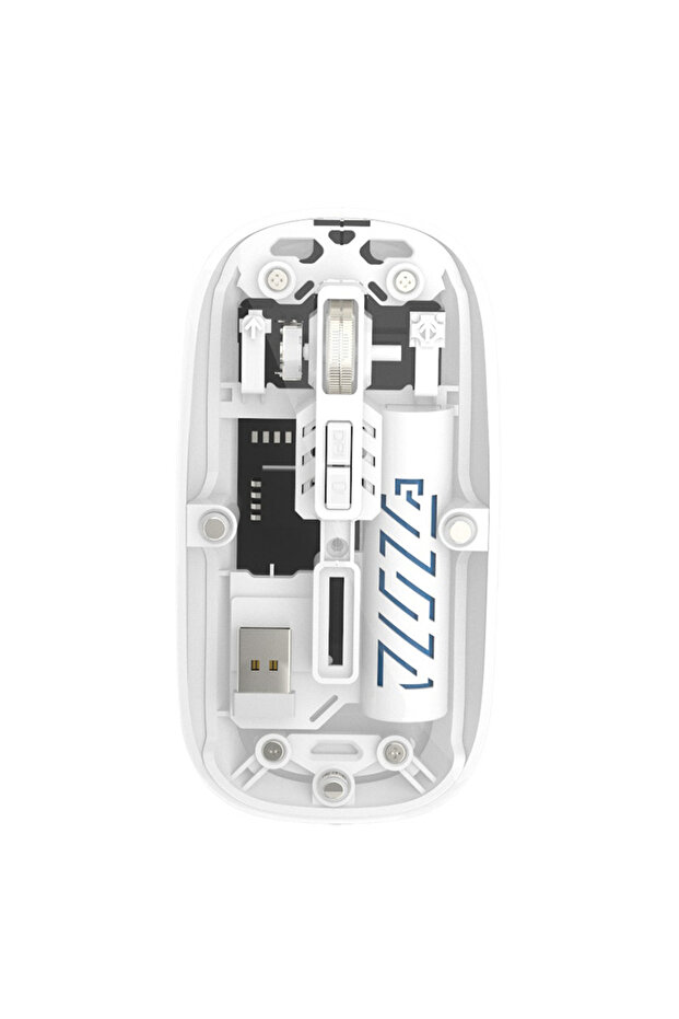 WHITE Rechargeable Transparent Dual Mode Wireless Mouse 2.4G Bluetooth Mouse Silence Ergonomic Mouse