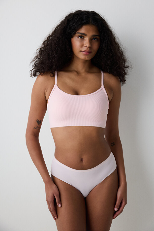 Ribbed Micro Bonding Pink Top