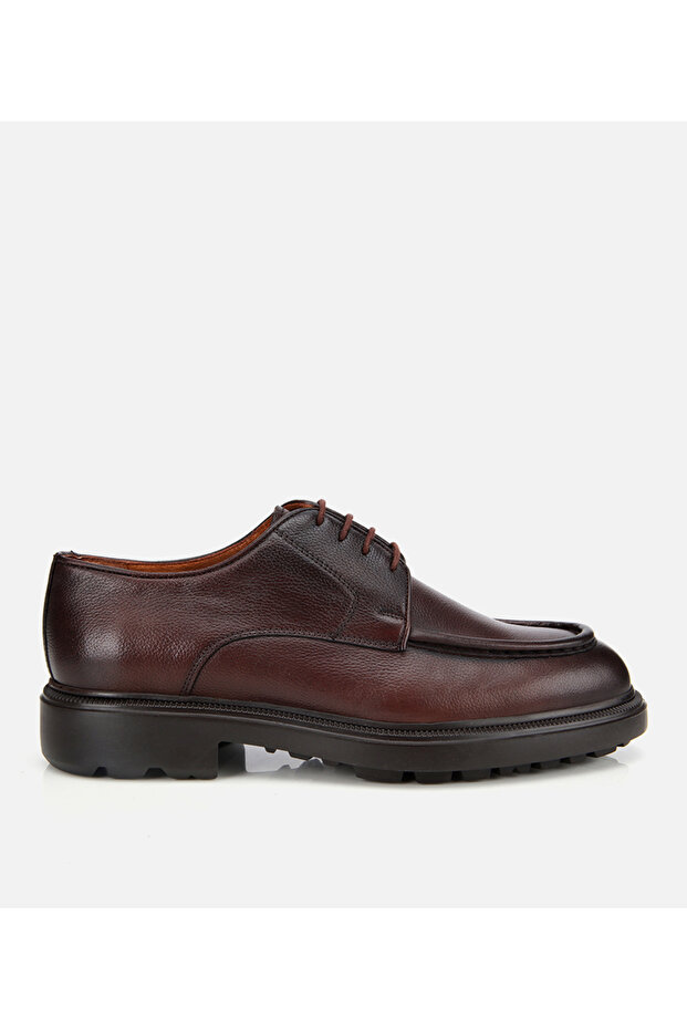 Men's Leather Brown Soft Textured Classic Shoes