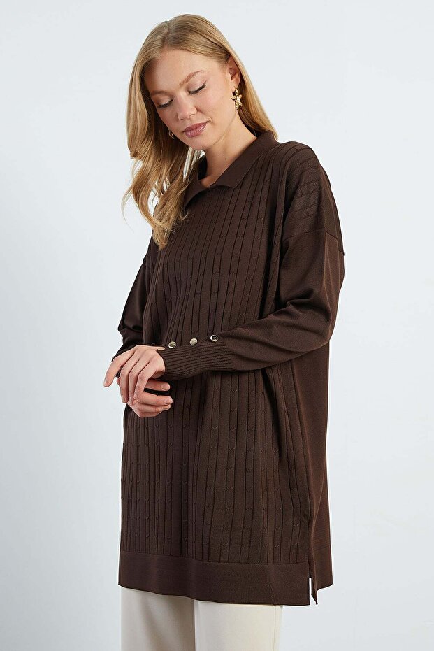 Fullamodest Jacquard Polo Neck Tunic