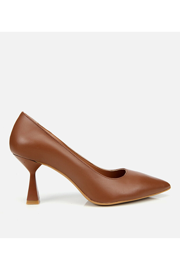 Women's Leather Brown Flexible Sole Thin Heeled Stiletto