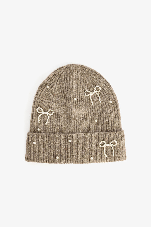 Mink Bow Detailed Beret