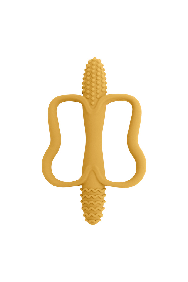 huang One-piece silicone teething stick with handle, baby toy teether, 6 colors, easy to grip, corn-