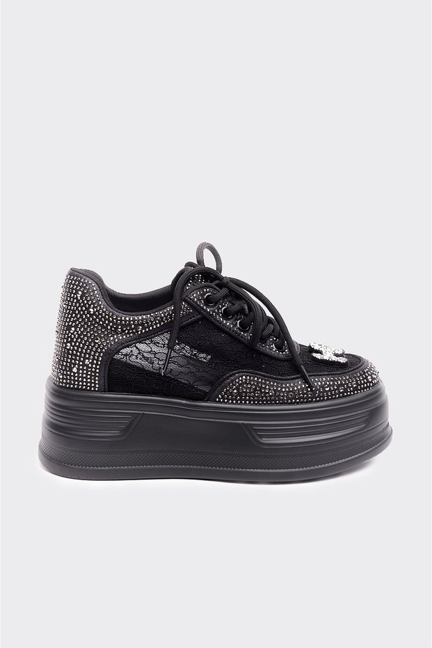 Yüksek Taban Taşlı Kadın Sneaker