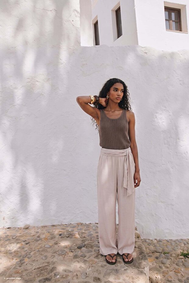Belted Trousers - Stone