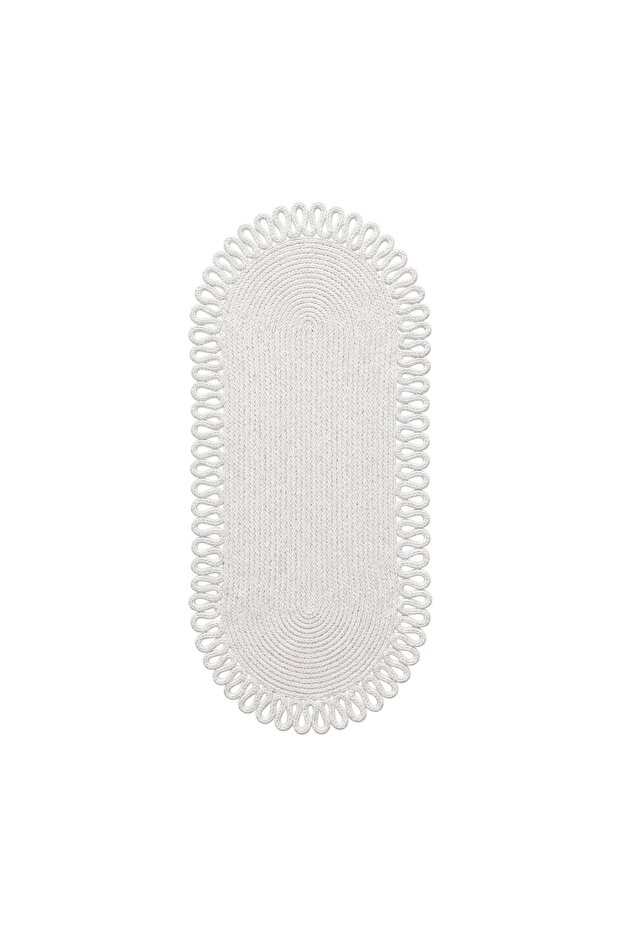 Washable Wicker Runner 33X100 cm - Oval Jute Look Knitted Tablecloth - Bohemian & Scandinavian