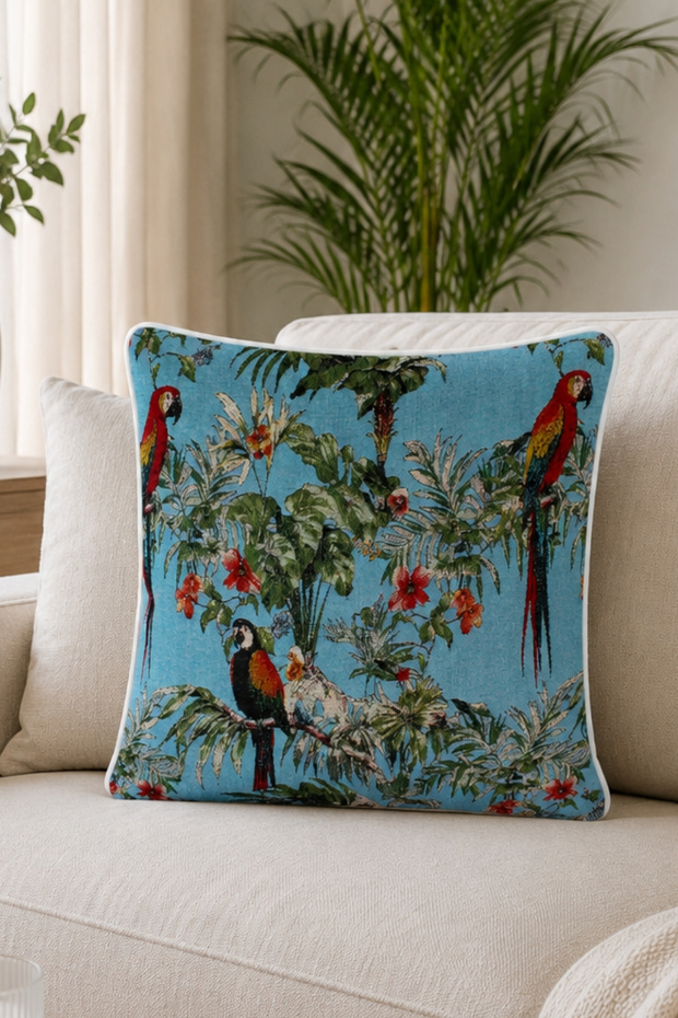Patterned Tapestry Woven Decorative Cushion Cover with Piping Edges