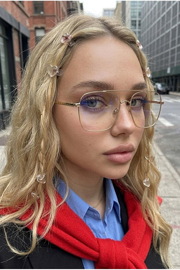 Unisex Transparent Gold Rimmed Image Glasses