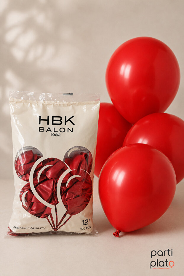 Pastel 12" Balon Hbk Red 100Pcs