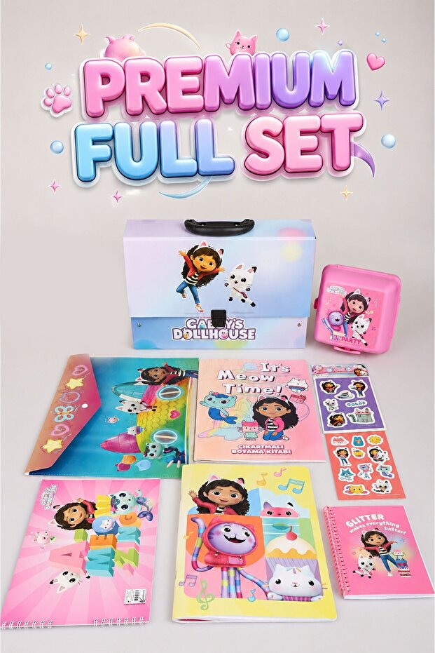 X Dekomus Licensed Gabby’S Dollhouse Premium Stationery Set, Handle Bag, Coloring Book, Drawing Notebook