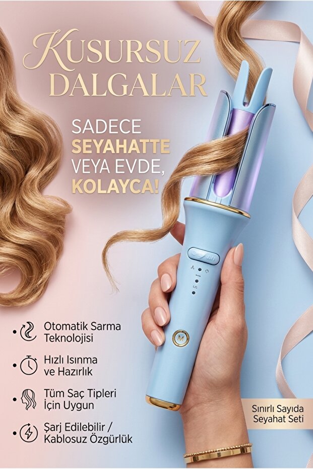 Automatic Hair Curler Thick Water Wave 32mm Blue