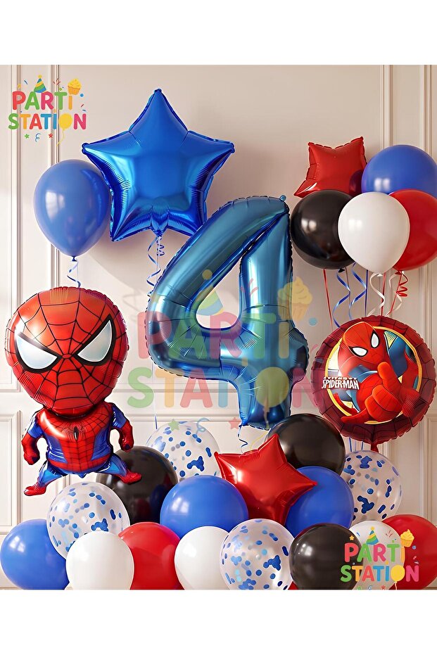Spiderman Spiderman Concept 4 Years Birthday Balloon Set Spiderman Party Balloons Spiderman Theme