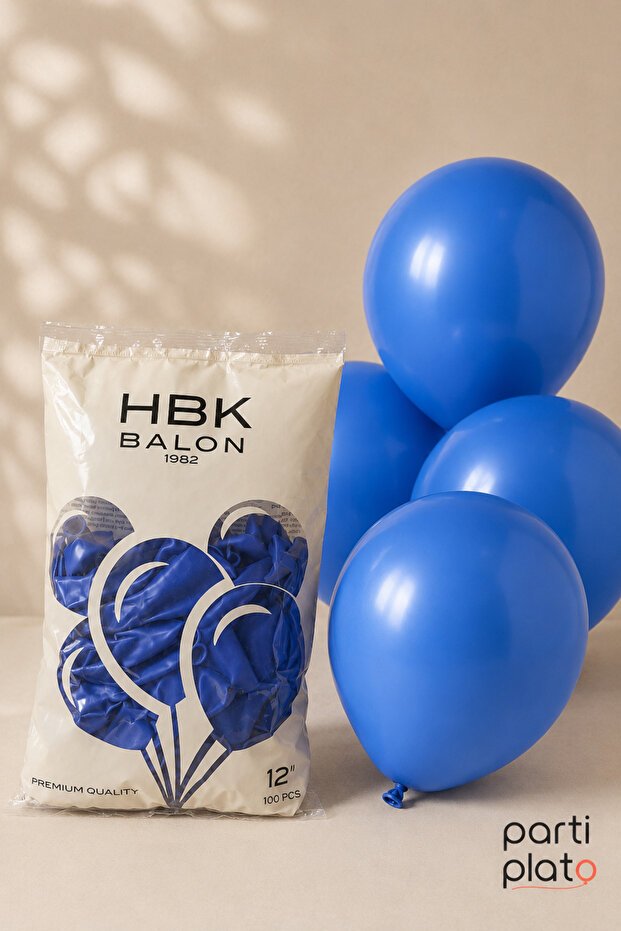 Balloon Single Color 12" 100Pcs Blue Hbk