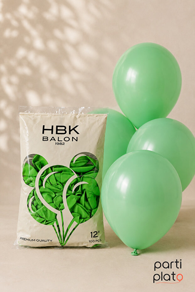 Pastel 12" Balon Hbk Light Green 100Pcs