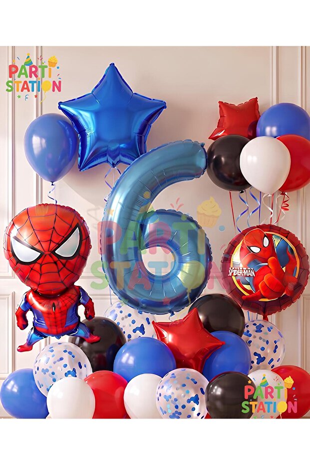 Spiderman Spiderman Concept 6 Years Birthday Balloon Set Spiderman Party Balloons Spiderman Theme
