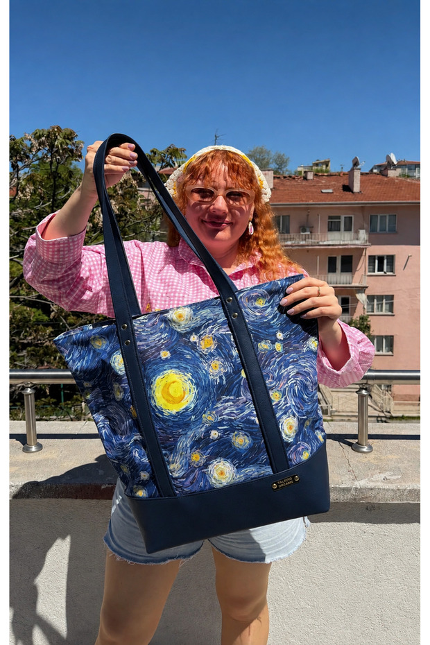 Van Gogh Starry Night Patterned Beach Bag