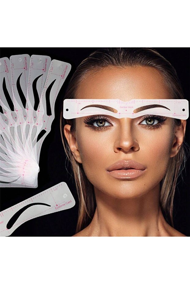 WHITE Set Of 12 Reusable Stencils And Razor - Perfect Eyebrow DIY Kit, Create Flawless Beauty