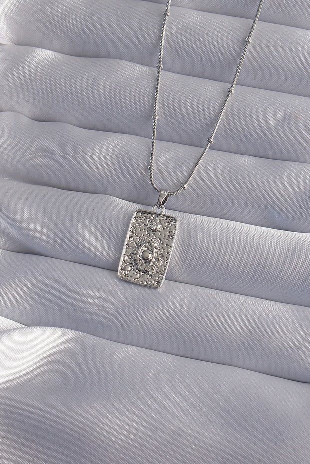 316L Steel Chain Silver Color Laser Engraved Eye Figure Tarot Necklace