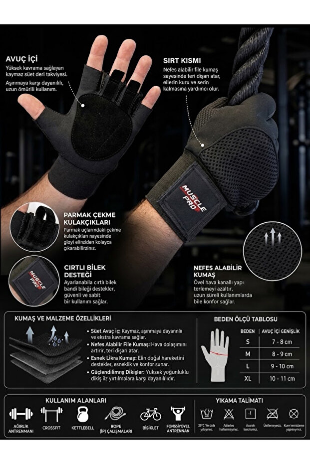 Gloves leather with wristband