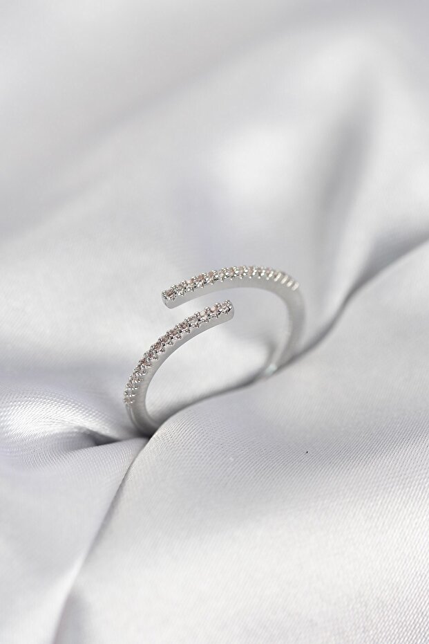 Silver Color Zircon Stone Snake Style Women's Ring
