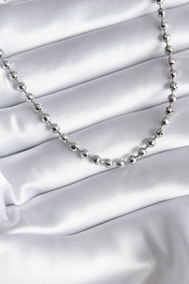 Brass Silver Color Heel Detail Women's Necklace