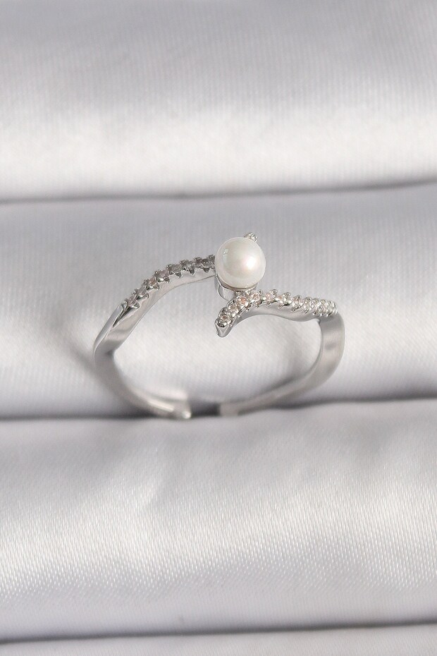 Brass Silver Color Zircon Stone Adjustable Ring