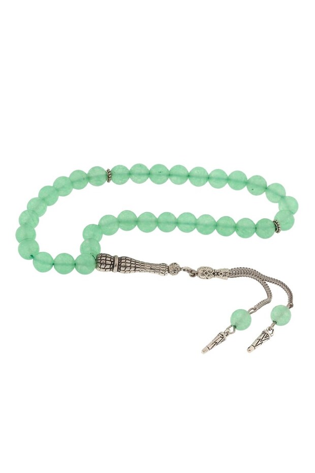  Natural Stone Metal Tassel Jade Stone Prayer Beads