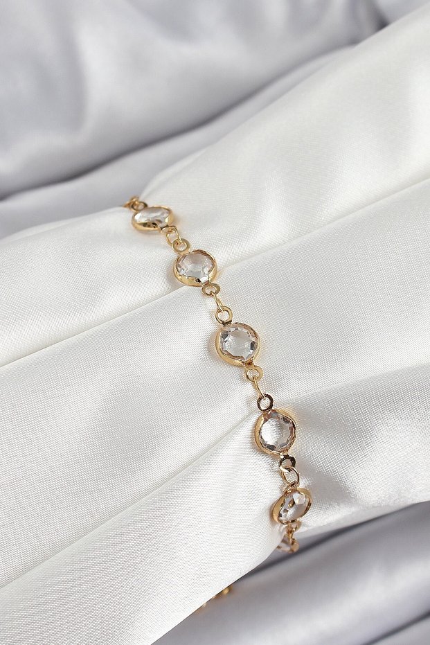 Brass Gold Color Zircon Stone Women's Bracelet