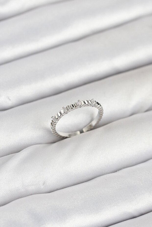Brass Silver Color Laser Cut Women Ring