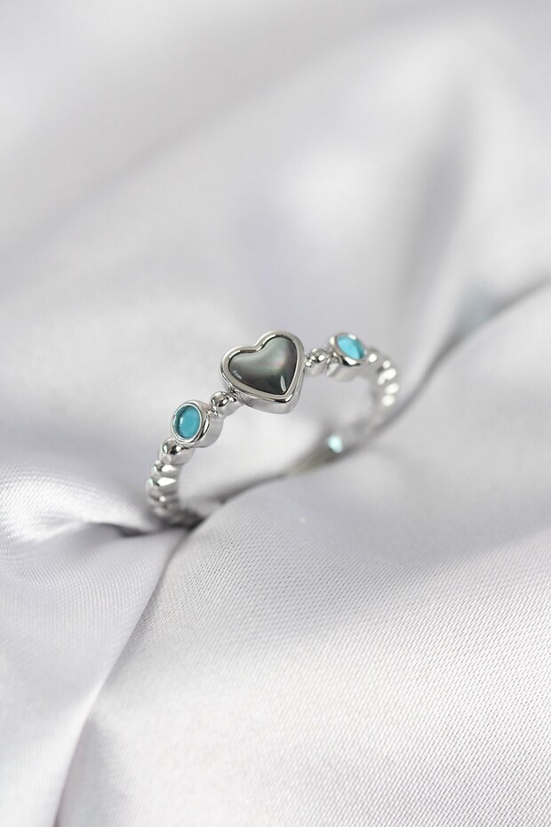 Silver Color Hematite Stone Women's Ring