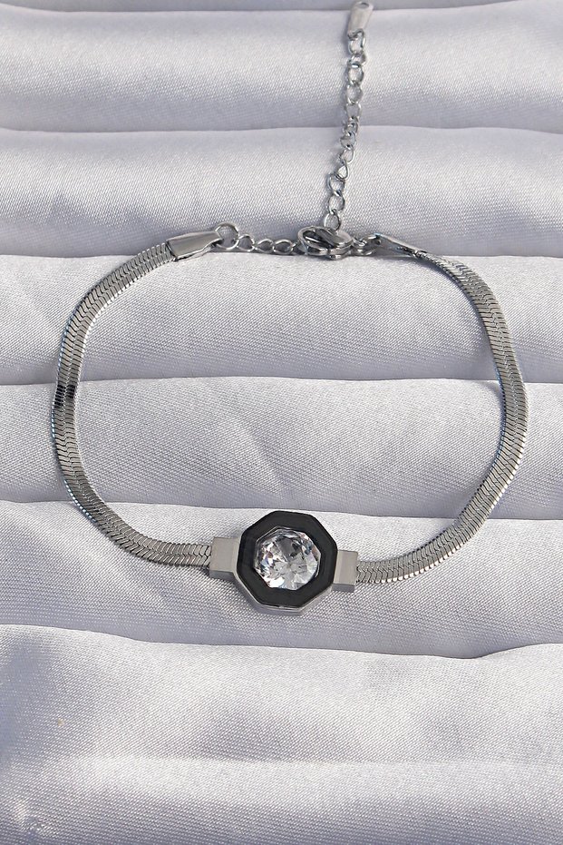 316L Steel Silver Color Zircon Stone Enamel Italian Chain Serenay Bracelet