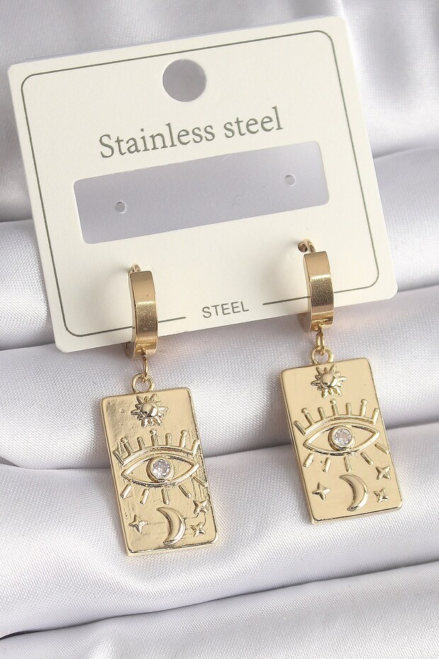 316l steel gold color zircon stone eye processing detail plate model women's earrings