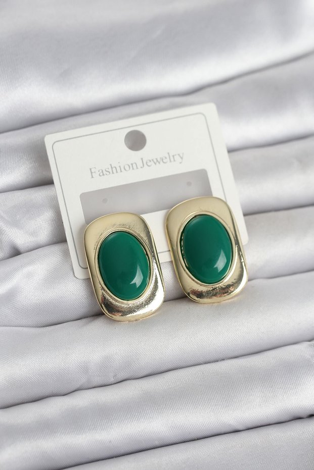 Green Color Square Model Vintage Women's Earrings