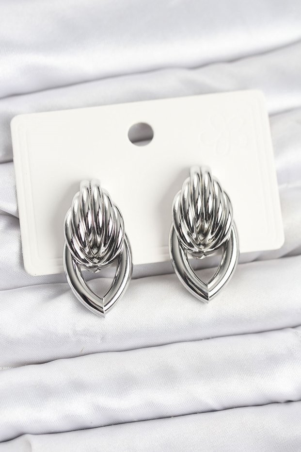 Brass Silver Color Spiral Drop Model Vintage Women's Earrings
