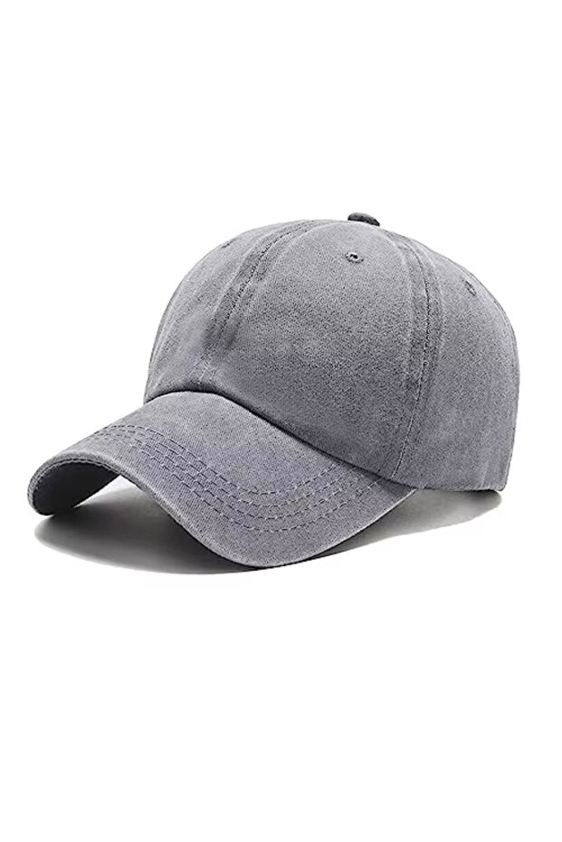 Gray Unisex Vintage Hat Adjustable Vintage Plain Hat