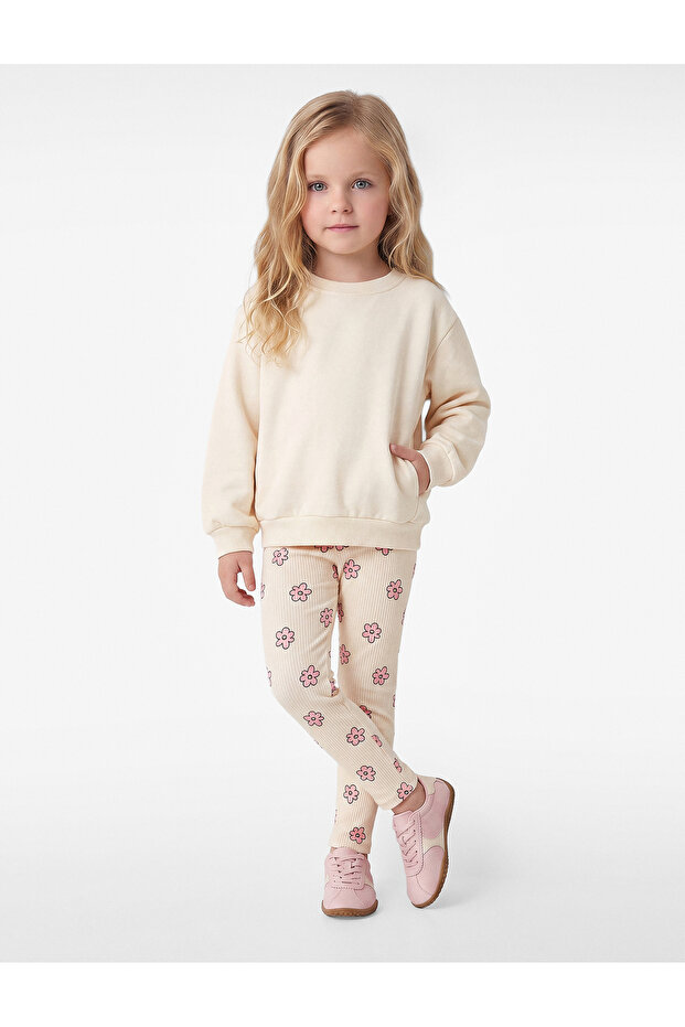 Cotton Patterned Long Sleeve Crew Neck Strawberry Printed 2-Piece Set