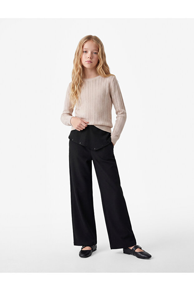 Viscose Blended Button Detailed Loose Fit Trousers